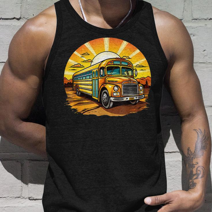 Retro Yellow School Bus Cool Professional Driver Student Tank Top Gifts for Him