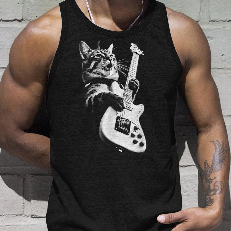 Rock Cat Playing Guitar Guitar Cat Tank Top Gifts for Him