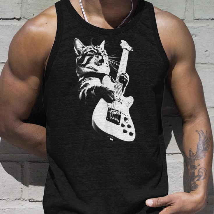 Rock Cat Playing Guitar Guitar Cat Tank Top Gifts for Him