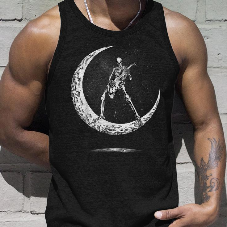 Rock On Skeleton Moon Rock And Roll Halloween Tank Top Gifts for Him