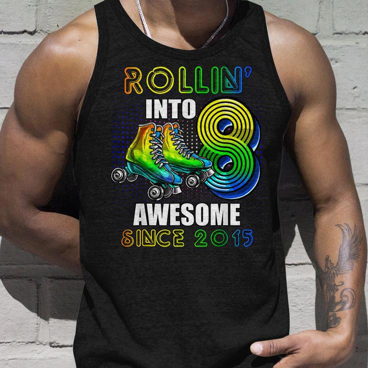 Rollin Into 8 Awesome 2015 Roller Skating 8Th Birthday Boys Unisex Tank Top Gifts for Him