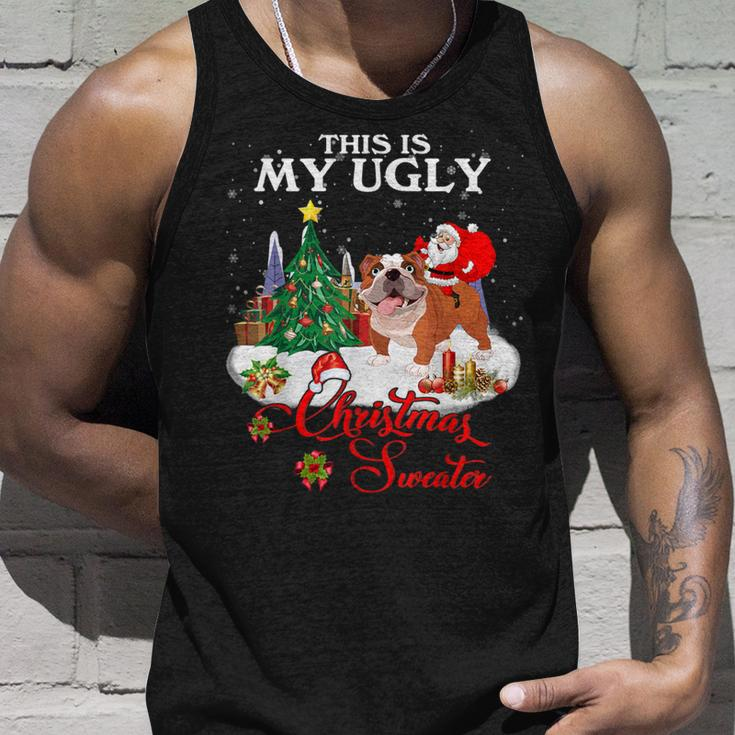 Santa Riding Bulldog This Is My Ugly Christmas Sweater Tank Top Gifts for Him