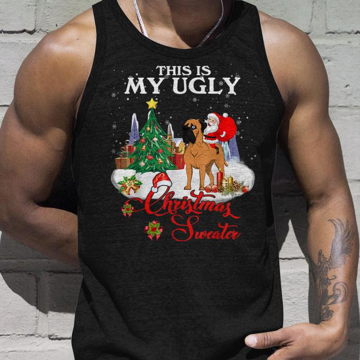 Santa Riding Bullmastiff This Is My Ugly Christmas Sweater Tank Top Gifts for Him