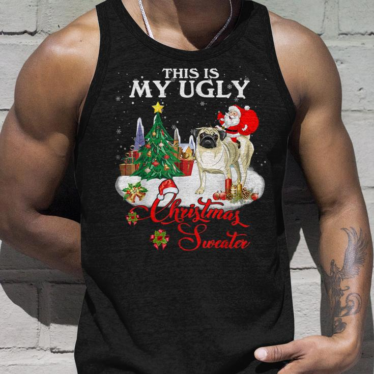 Santa Riding Pug This Is My Ugly Christmas Sweater Tank Top Gifts for Him