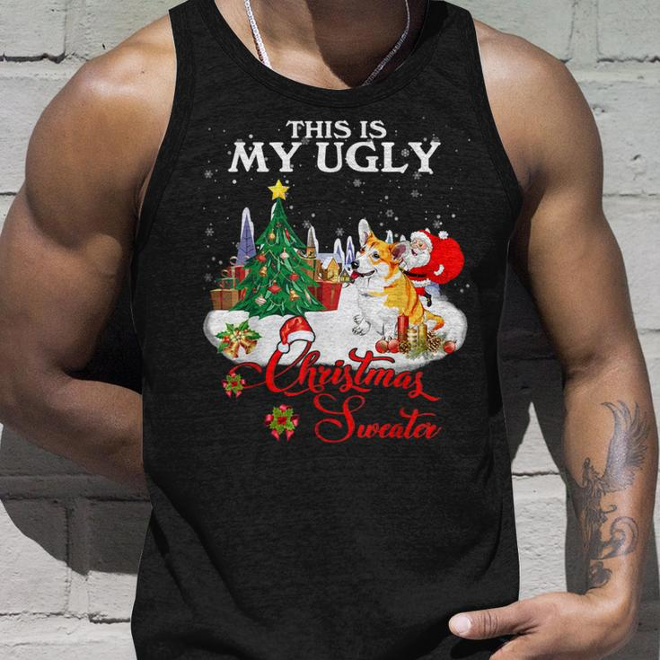 Santa Riding Welsh Corgi This Is My Ugly Christmas Sweater Tank Top Gifts for Him