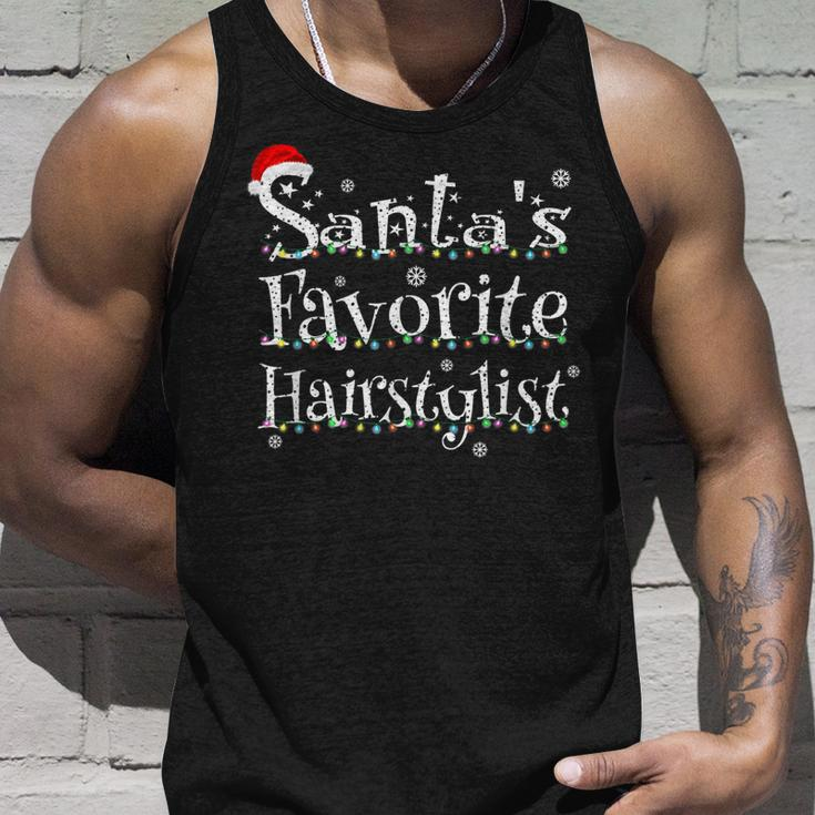 Santas Favorite Hairstylist Xmas Lights Costume For Barber Unisex Tank Top Gifts for Him