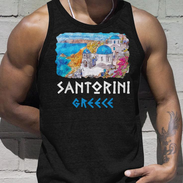 Santorini Greece Painting Souvenir Gift For Women Unisex Tank Top Gifts for Him