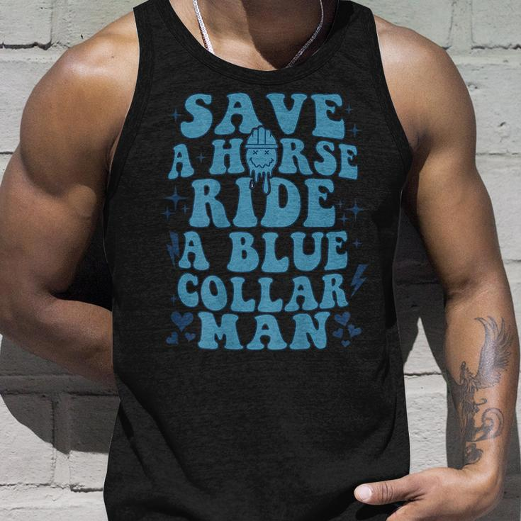 Save A Horse Ride A Blue Collar Man On Back Unisex Tank Top Gifts for Him