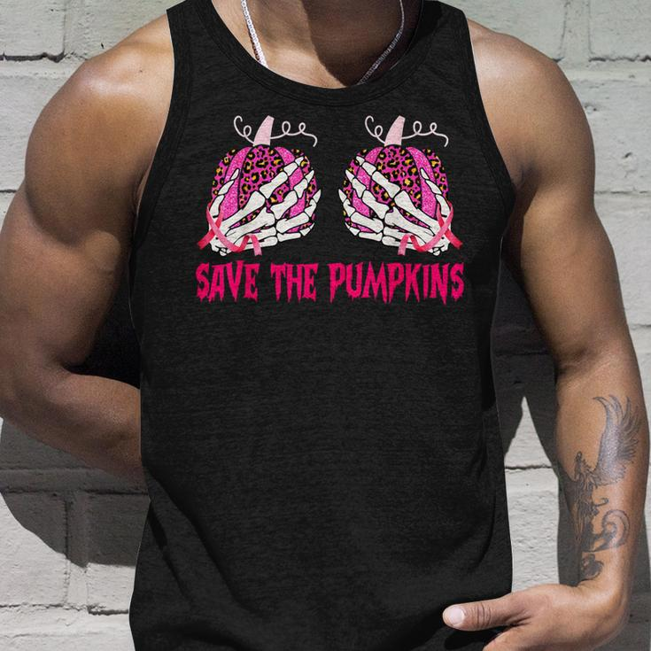 Save The Pumpkins Leopard Skeleton Breast Cancer Awareness Tank Top Gifts for Him