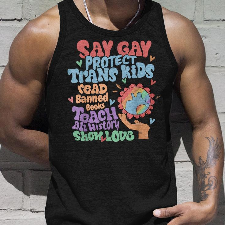 Say Gay Protect Trans Kids Read Banned Books Lgbtq Gay Pride Tank Top Gifts for Him