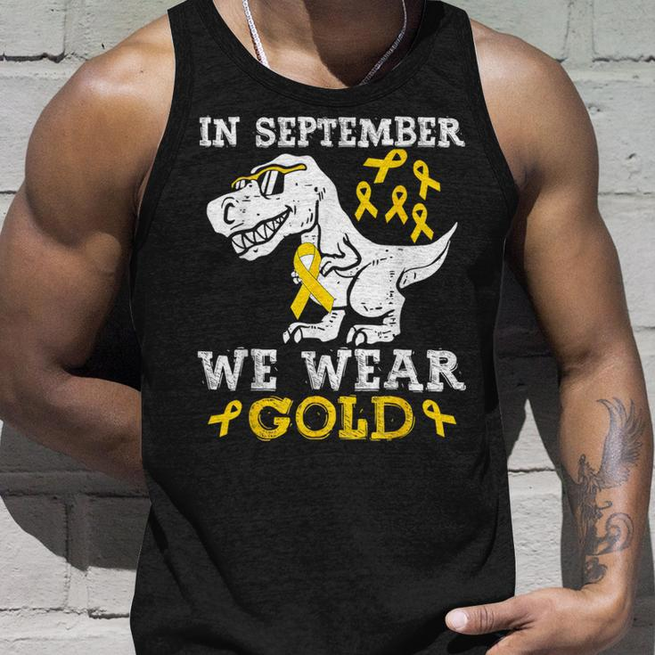 In September We Wear Gold Trex Childhood Cancer Awareness Tank Top Gifts for Him