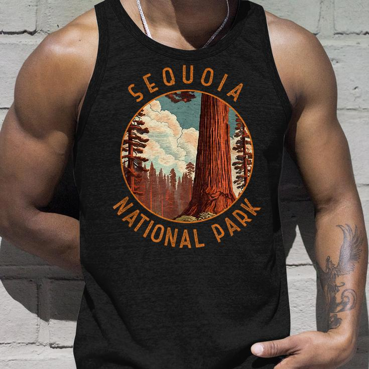 Sequoia National Park Illustration Distressed Circle Tank Top Gifts for Him
