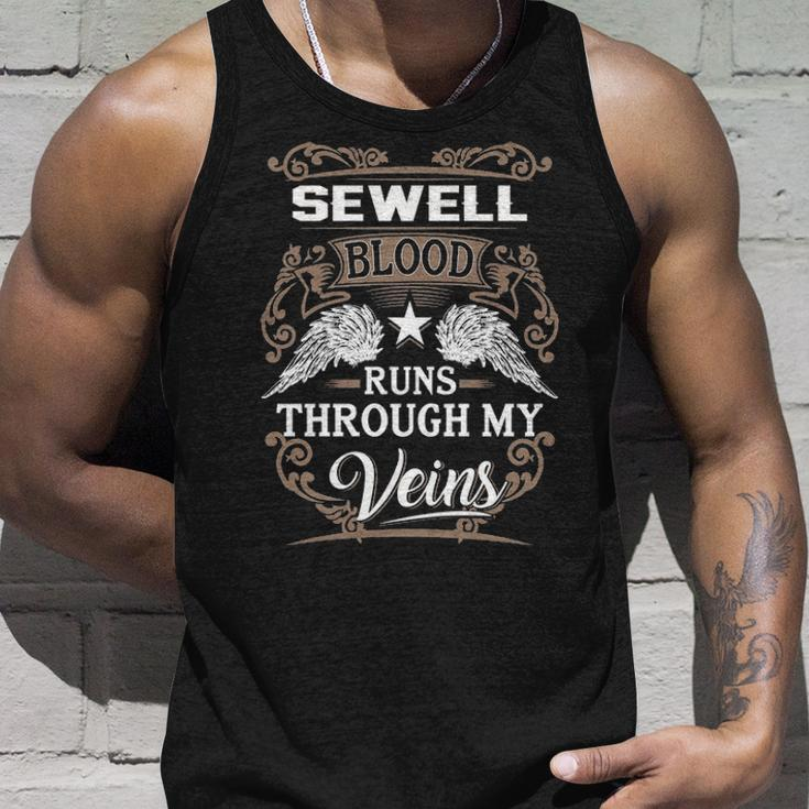 Sewell Name Gift Sewell Blood Runs Throuh My Veins Unisex Tank Top Gifts for Him