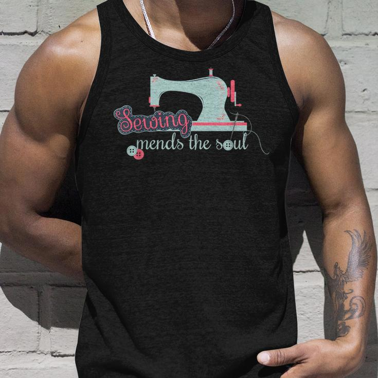 Sewing Mends The Soul Funny Sewing Kit For Quilting Lover Unisex Tank Top Gifts for Him