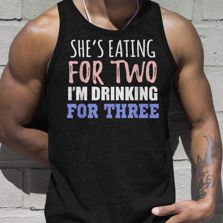 Shes Eating For Two Im Drinking For Three Funny Gift Unisex Tank Top Gifts for Him