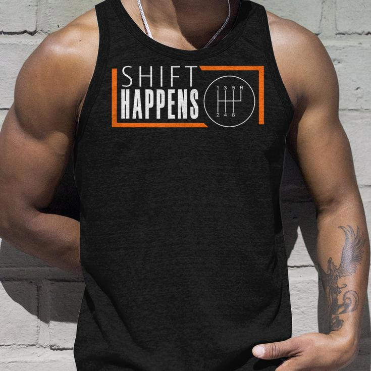 Shift Happens Funny Car Guy Racing Race Car Unisex Tank Top Gifts for Him