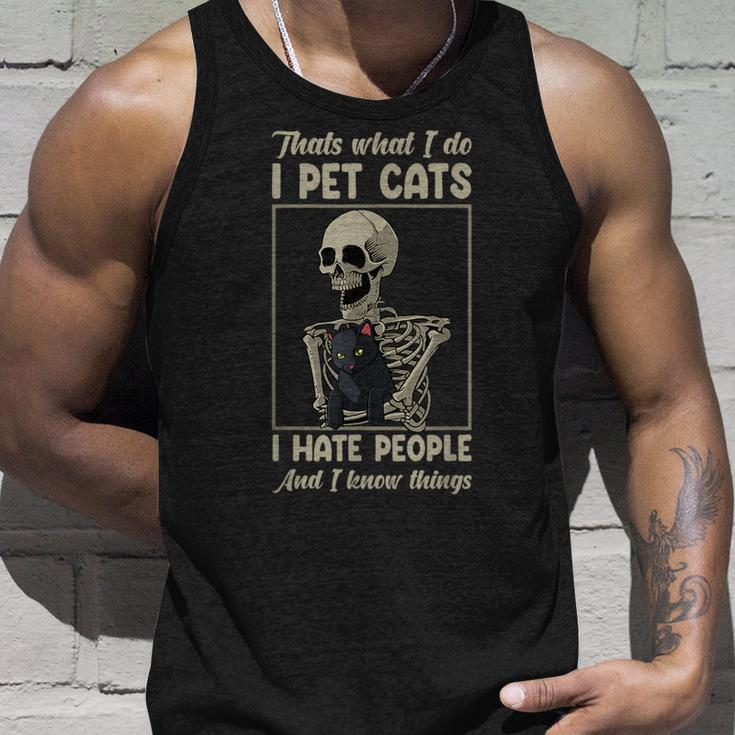 Skeleton Cat Kitten Lover Grumpy Skull Kitty Pet Owner Unisex Tank Top Gifts for Him