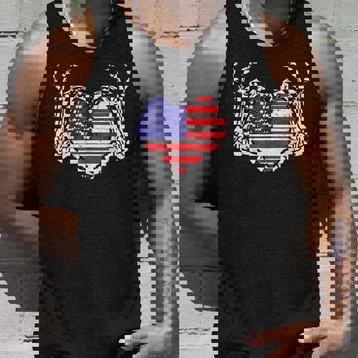 Skeleton Hand Heart 4Th Of July Love American Flag Patriotic Patriotic Tank Top Gifts for Him