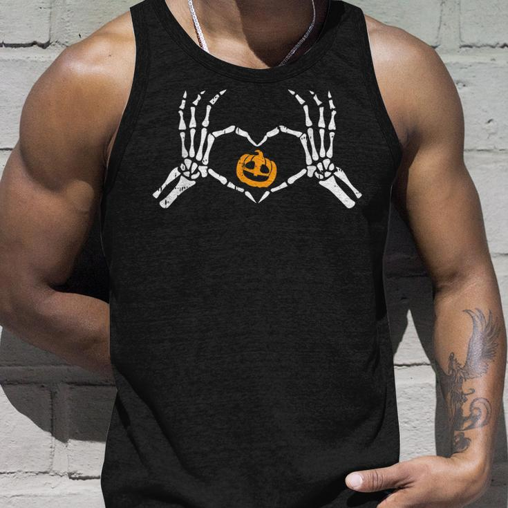 Skeleton Hand Heart Halloween Costume Bones Pumpkin Tank Top Gifts for Him