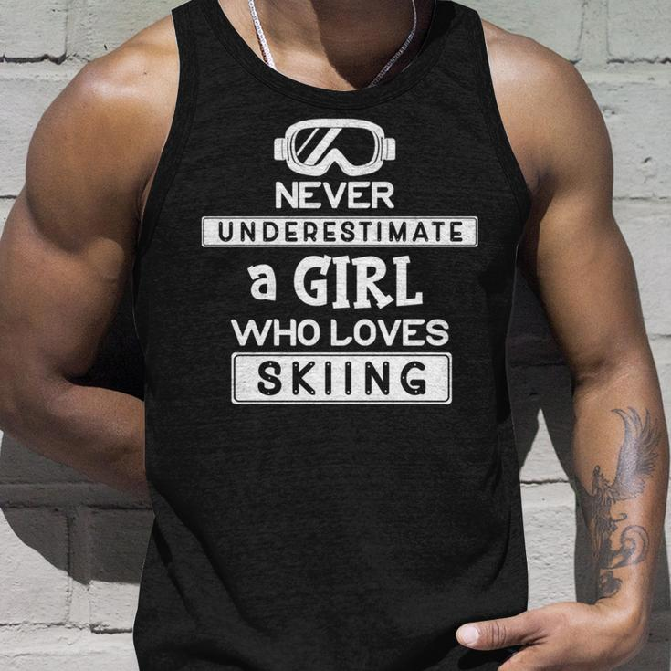 Ski Girl Never Underestimate A Girl That Loves Skiing Unisex Tank Top Gifts for Him