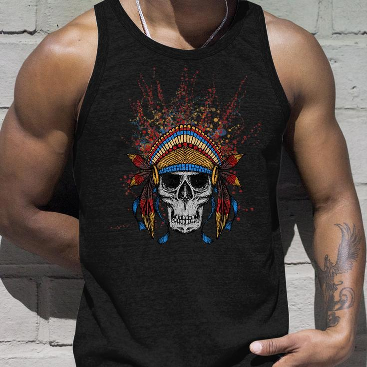 Skull And Headdress Native American Gift Indian Unisex Tank Top Gifts for Him