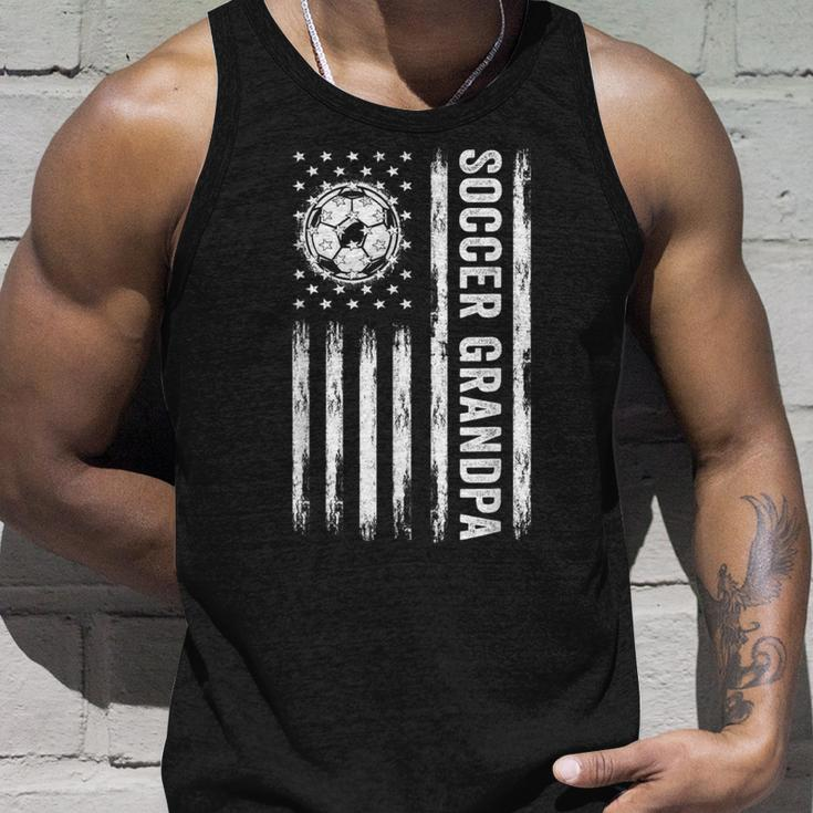 Soccer Grandpa American Flag Proud Grandpa Fathers Day Unisex Tank Top Gifts for Him