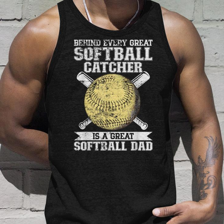 Softball Catcher Dad Pitcher Fastpitch Coach Fathers Day Unisex Tank Top Gifts for Him