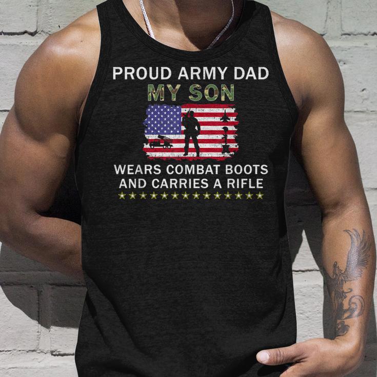 My Son Wears Combat Boots Proud Army Dad Father Tank Top | Mazezy