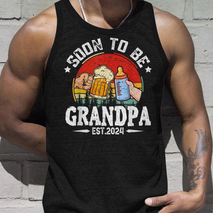 Soon To Be Grandpa 2024 Retro Pregnancy Announcement Dad Tank Top Gifts for Him