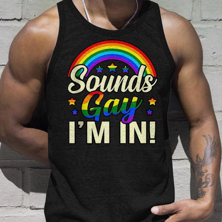 Sounds Gay Im In Lgbtq Pride Month Supporter Graphic Unisex Tank Top Gifts for Him