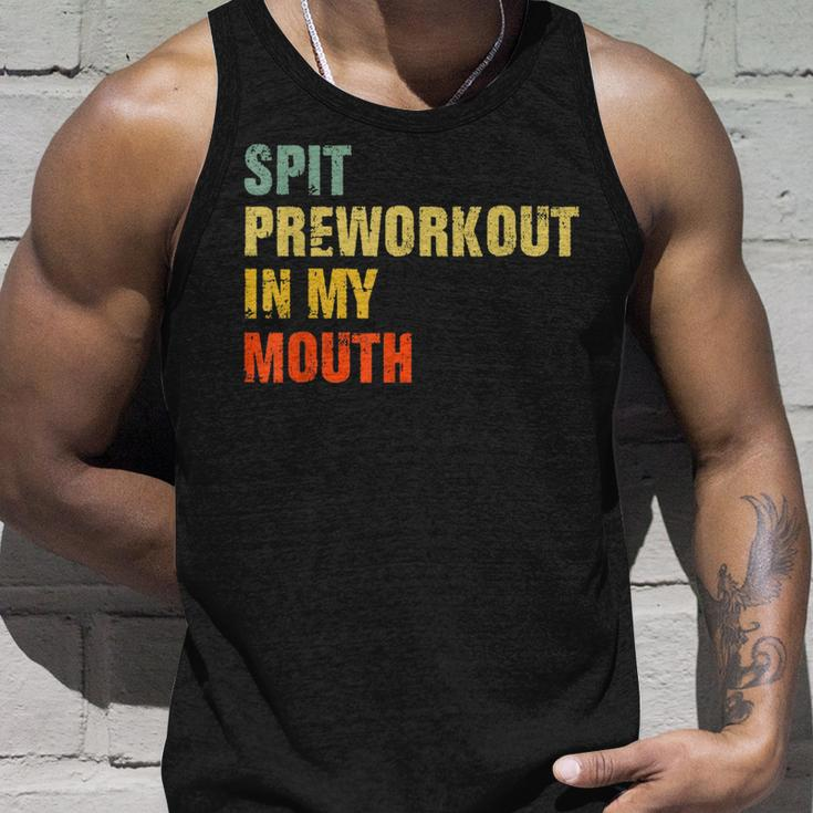 Spit Preworkout In My Mouth Vintage Distressed Funny Gym Unisex Tank Top Gifts for Him