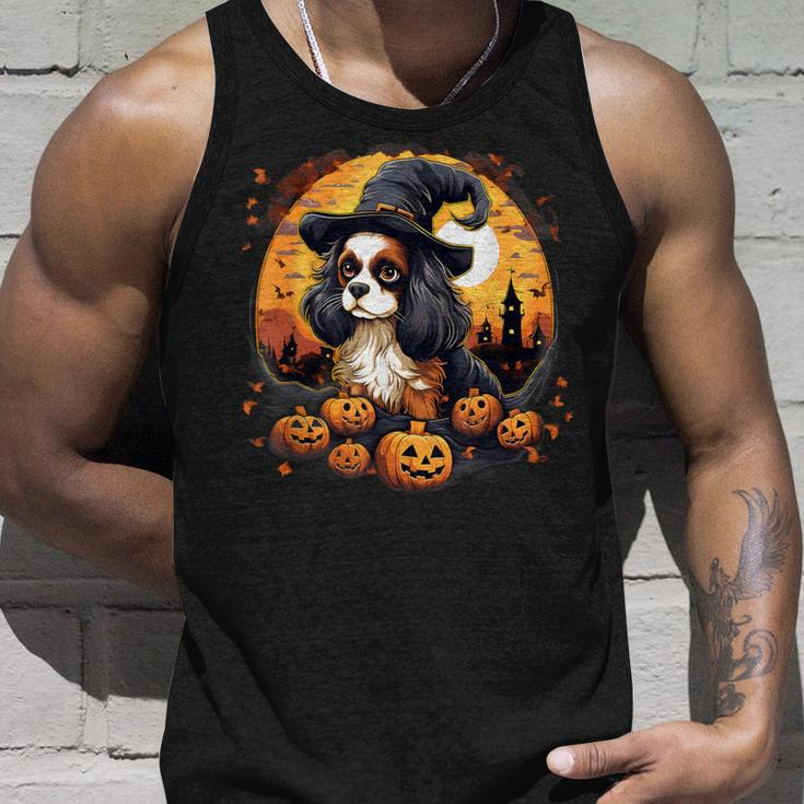 Spooky Cavalier King Charles Spaniel Dog Witch Halloween Tank Top Gifts for Him
