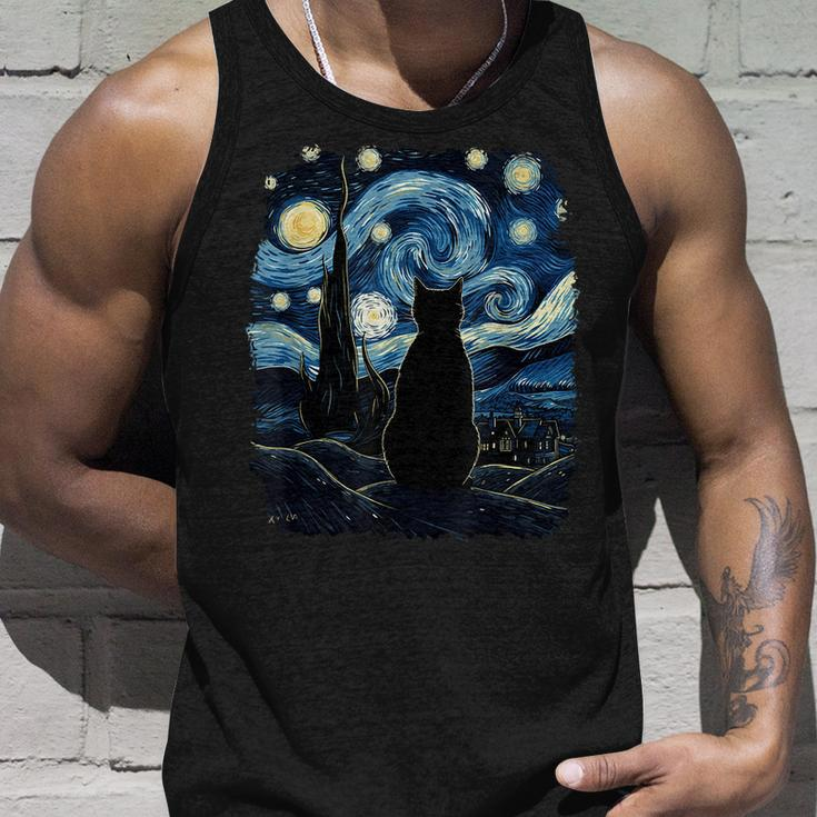 Starry Night Inspired Cat Cat Tank Top Gifts for Him