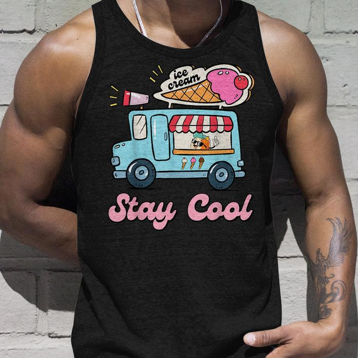 Stay Cool Ice Cream Van Summer Beach Vacay Ice Cream Cone Unisex Tank Top Gifts for Him