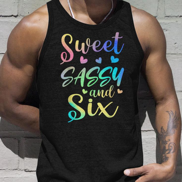 Sweet Sassy And Six Girls Birthday Tie Dye 6Th Bday Girl Unisex Tank Top Gifts for Him