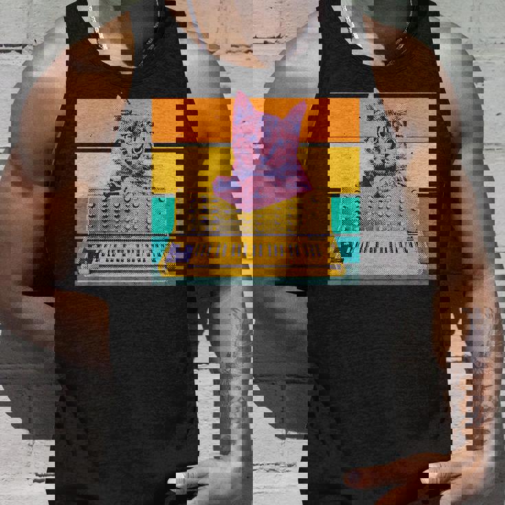 Synthesizer & Cat Vintage Analog Synth Retro Studio Gear Unisex Tank Top Gifts for Him