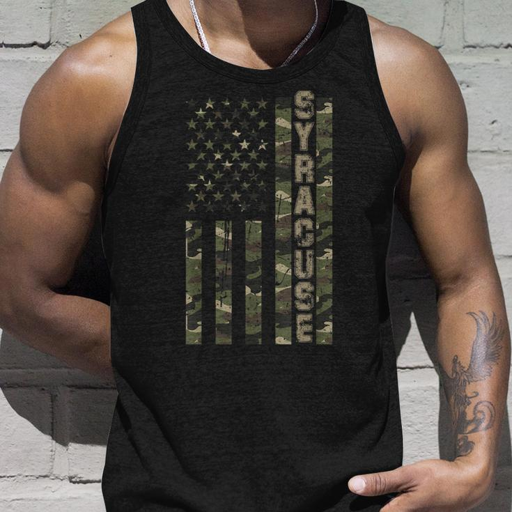 Syracuse United States Distressed Camo W Us Flag Tank Top Gifts for Him