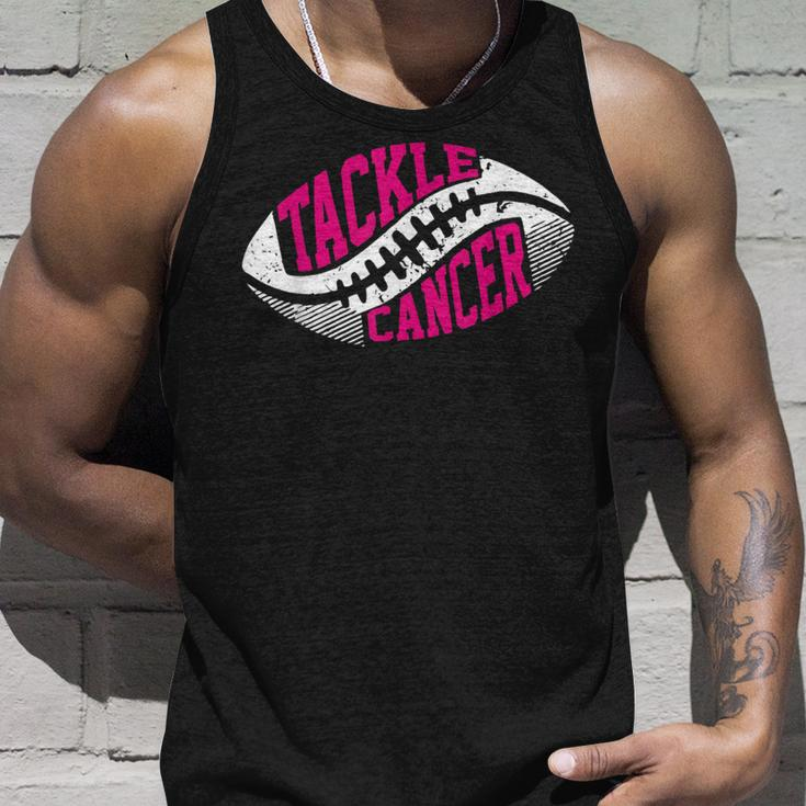 Tackle Football Ball Pink Ribbon Breast Cancer Awareness Tank Top Gifts for Him