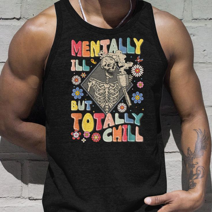 Mentally Ill But Totally Chill Mental Health Skeleton Tank Top Gifts for Him