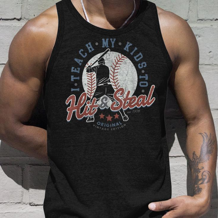 I Teach My Kids To Hit And Steal Baseball Coaching Softball Tank Top Gifts for Him