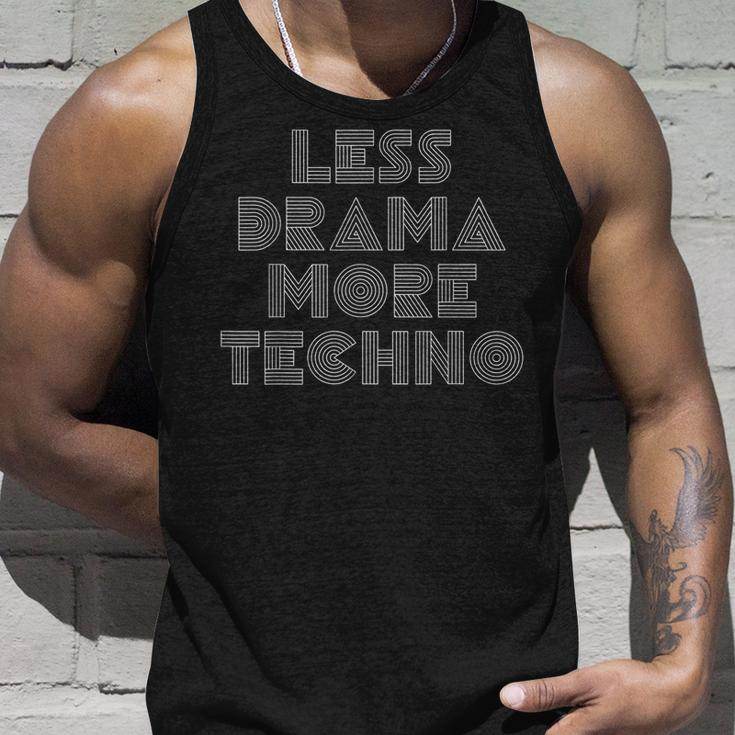 Techno Less Drama More Techno House Music Beats Minimalist Unisex Tank Top Gifts for Him