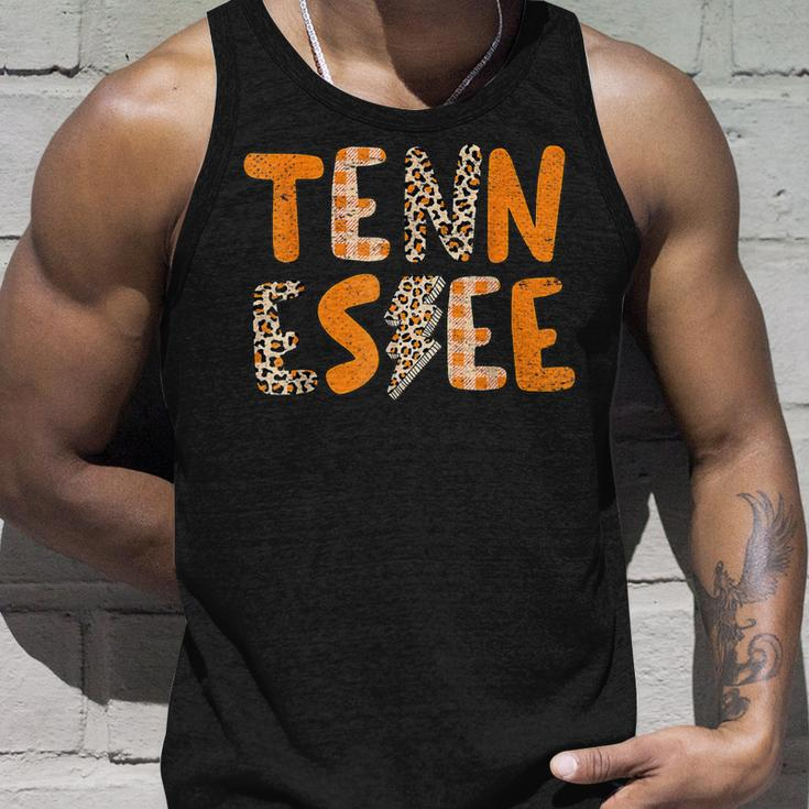 Tennessee State Flag Orange Plaid Leopard Tank Top Gifts for Him