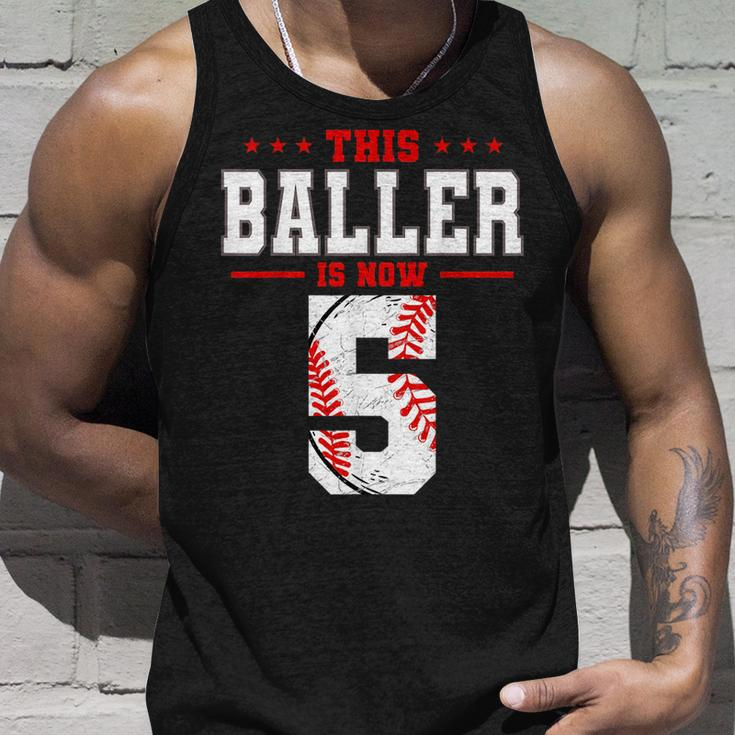 This Baller Is Now 5 Birthday Baseball Theme Bday Party Unisex Tank Top Gifts for Him