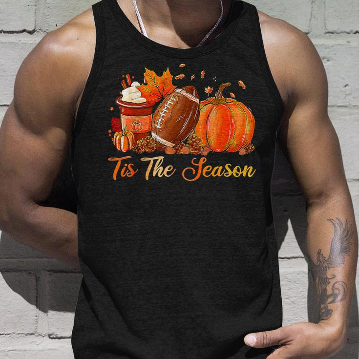 Tis The Season Pumpkin Spice Latte Football Thanksgiving Tank Top Gifts for Him