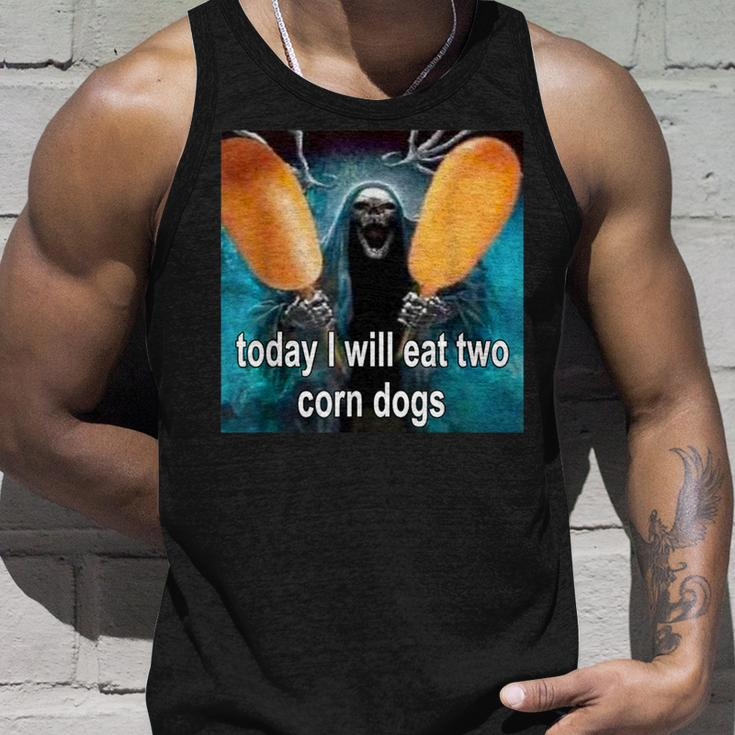 Today I Will Eat Two Corn Dogs Meme Tank Top Gifts for Him