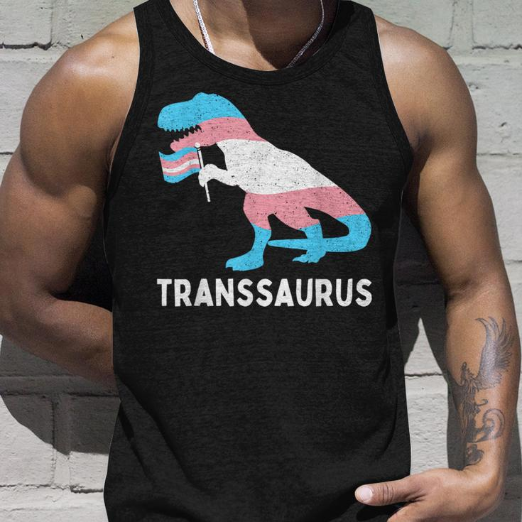 Trans Pride Flag Transgender Dino Transsaurus Rex Dinosaur Unisex Tank Top Gifts for Him