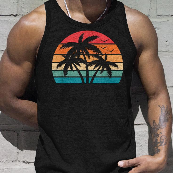 Tropical Hawaiian Retro Palm Tree Sunset Hawaii Beach Unisex Tank Top Gifts for Him