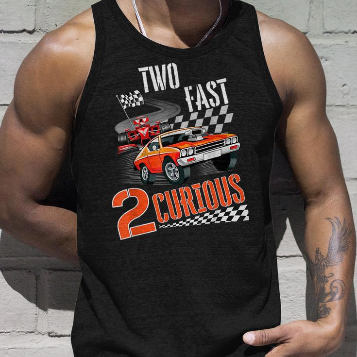 Two Fast 2 Curious Racing 2Nd Birthday Two Fast Birthday Unisex Tank Top Gifts for Him