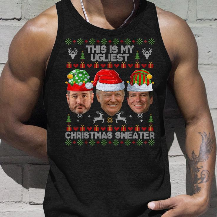This Is My Ugliest Christmas Sweater Trump Desantis Cruz Tank Top Gifts for Him