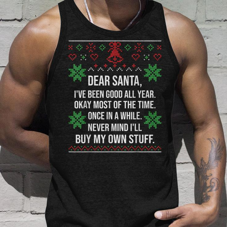 Ugly Christmas Sweater Dear Santa Claus Wish List Tank Top Gifts for Him